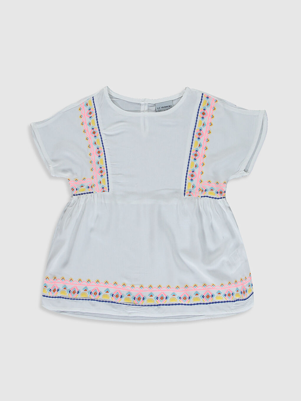 Blouse à Col Rond et Manches Courtes pour Filles