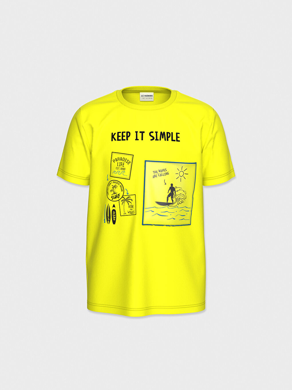 Sarı Bisiklet Yaka Kısa Kollu Erkek Çocuk Tişört