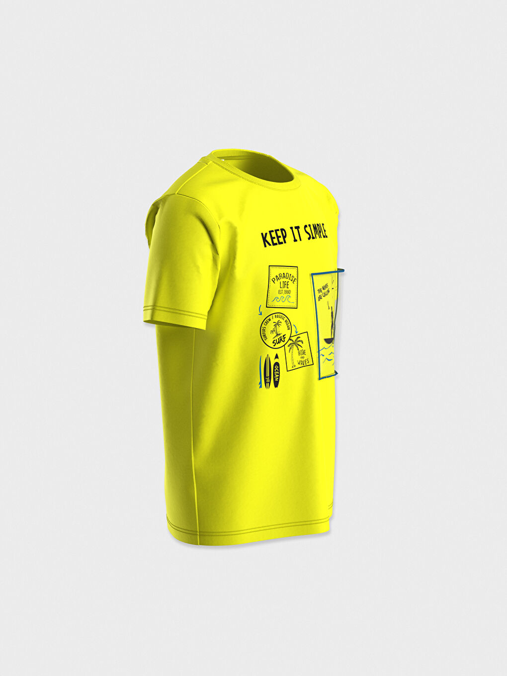 Sarı Bisiklet Yaka Kısa Kollu Erkek Çocuk Tişört-2