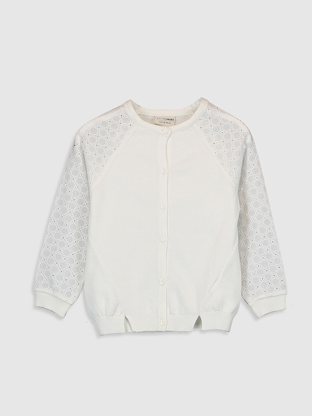 Ekru Bisiklet Yaka Uzun Kollu Kız Çocuk Hırka