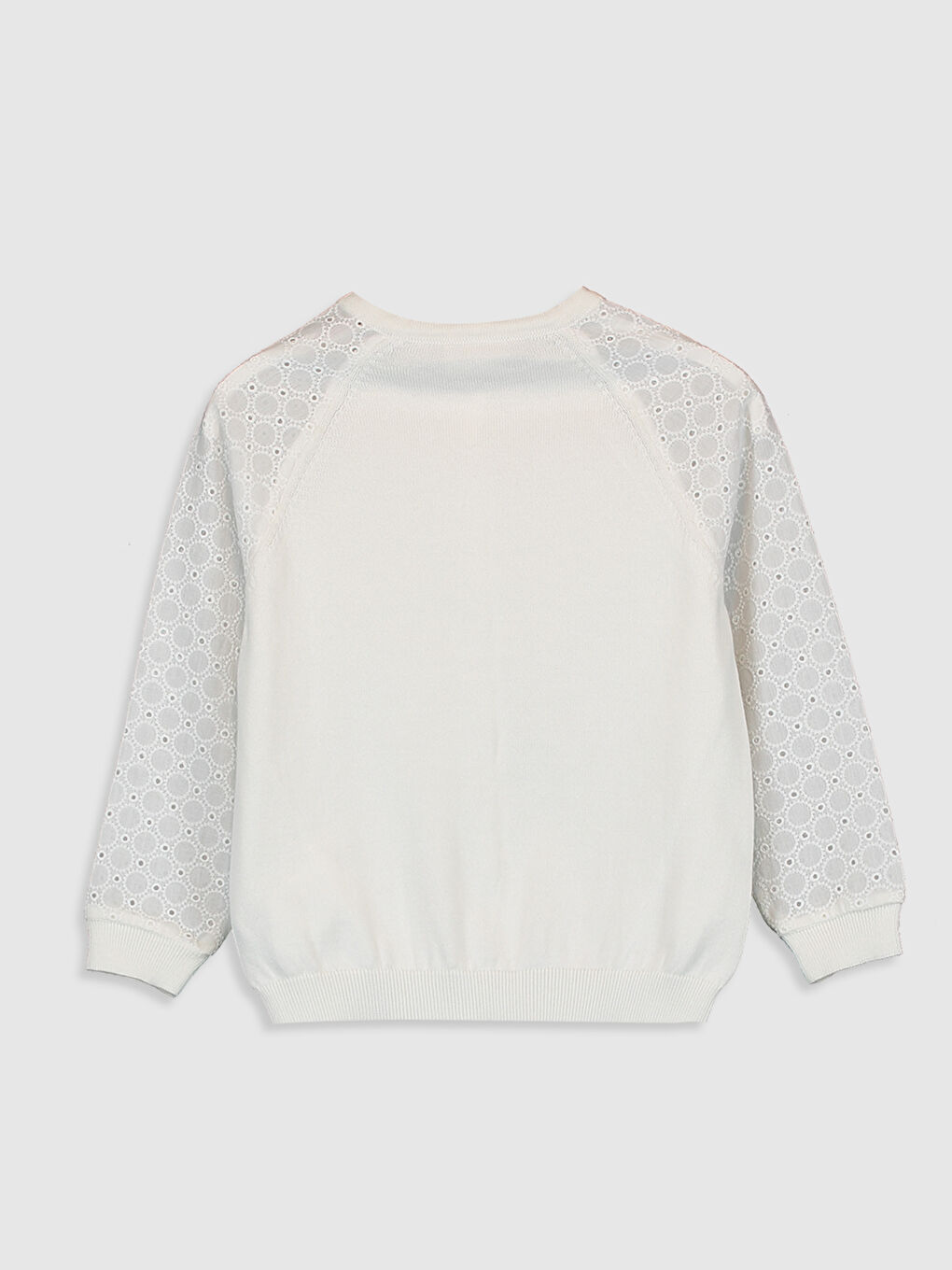 Ekru Bisiklet Yaka Uzun Kollu Kız Çocuk Hırka-1