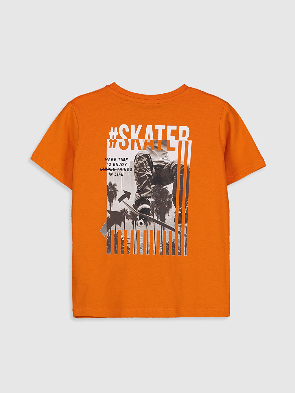 Turuncu Bisiklet Yaka Kısa Kollu Erkek Çocuk Tişört-1