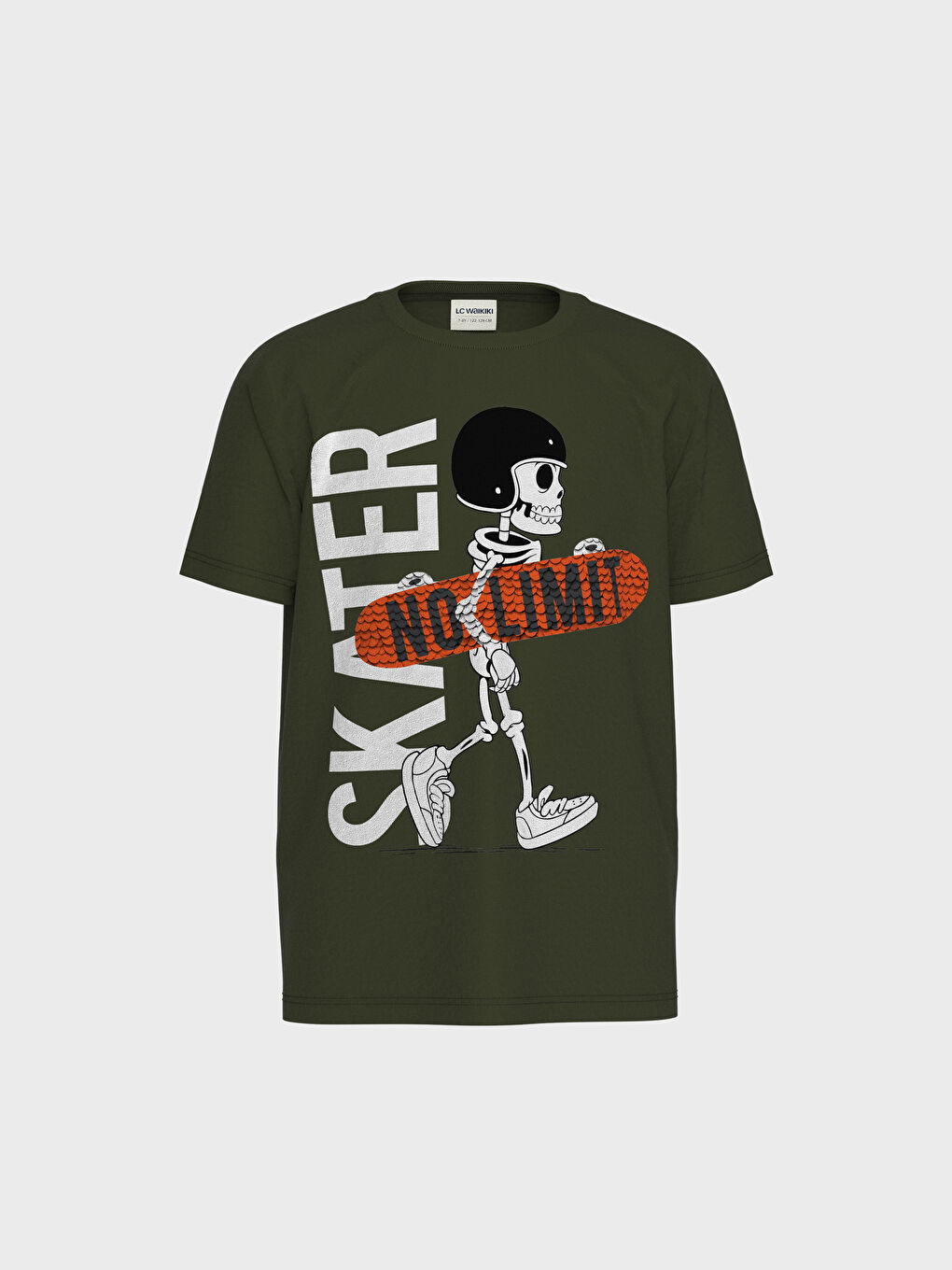 Haki Bisiklet Yaka Kısa Kollu Erkek Çocuk Tişört