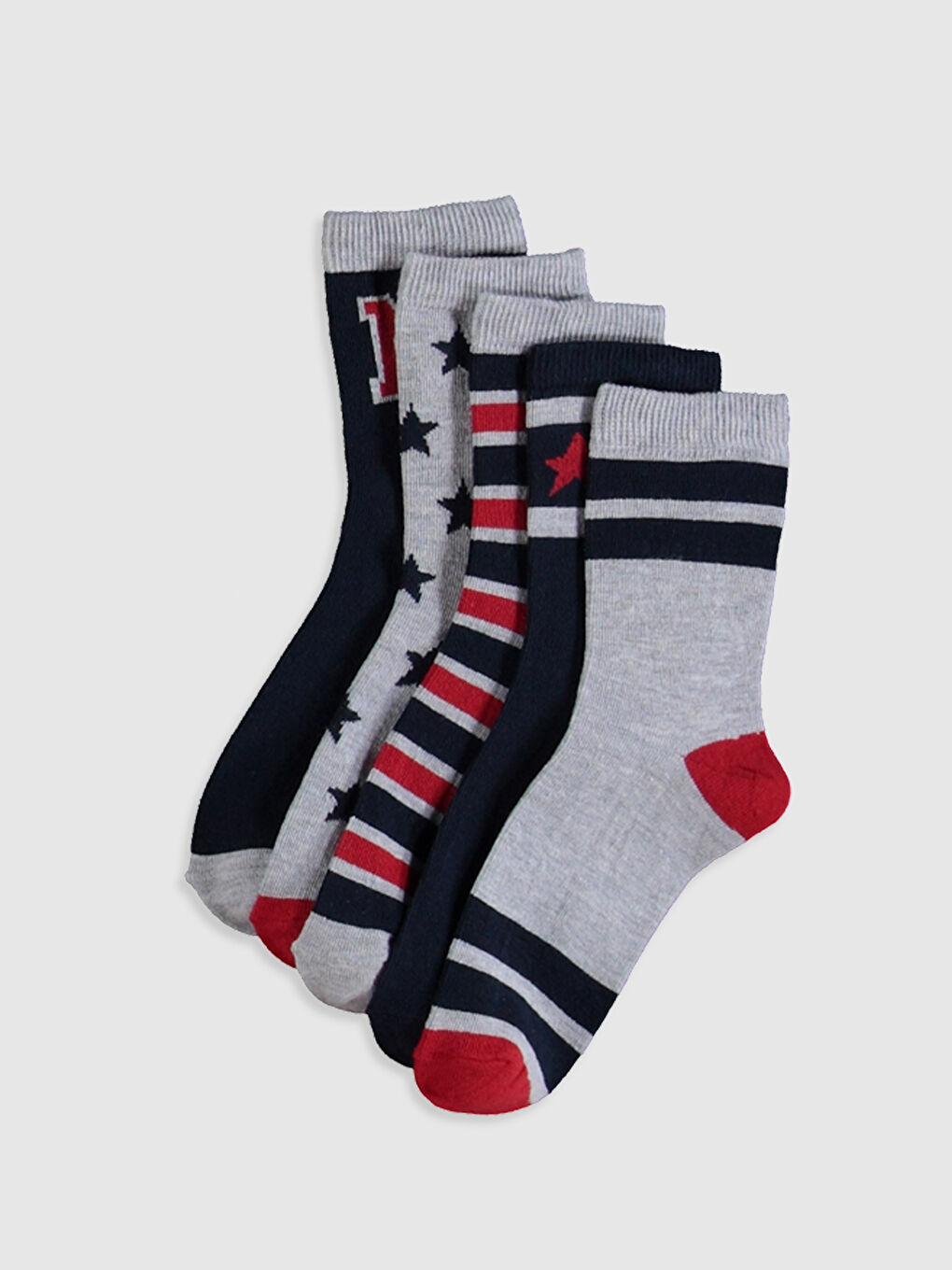 Karışık Desenli Erkek Çocuk Soket Çorap 5'li