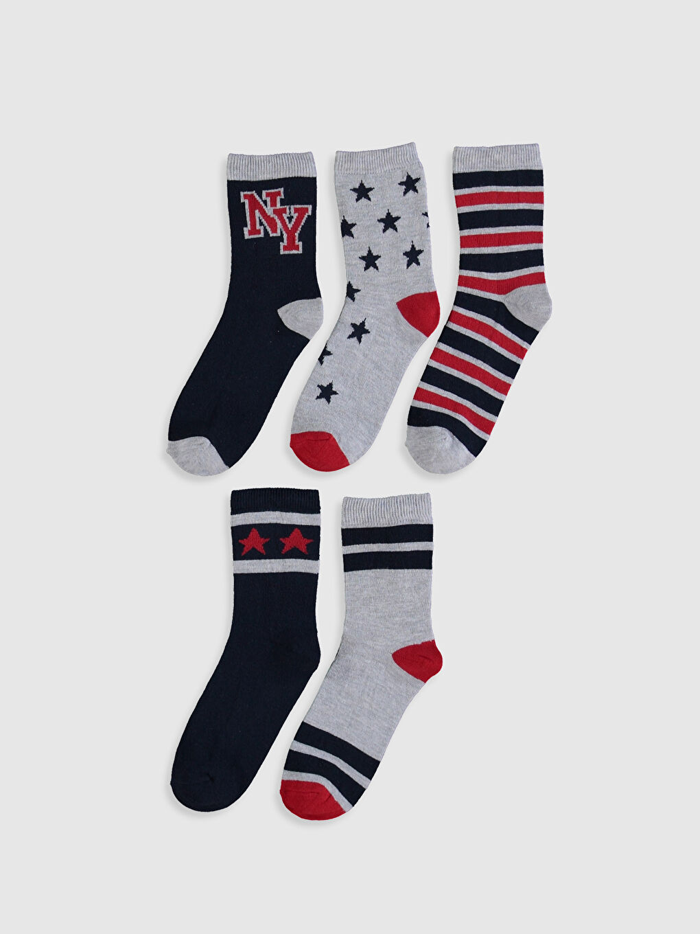 Karışık Desenli Erkek Çocuk Soket Çorap 5'li-1