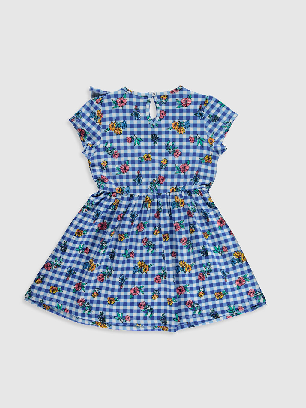 Платье с круглым вырезом и коротким рукавом для девочек-1