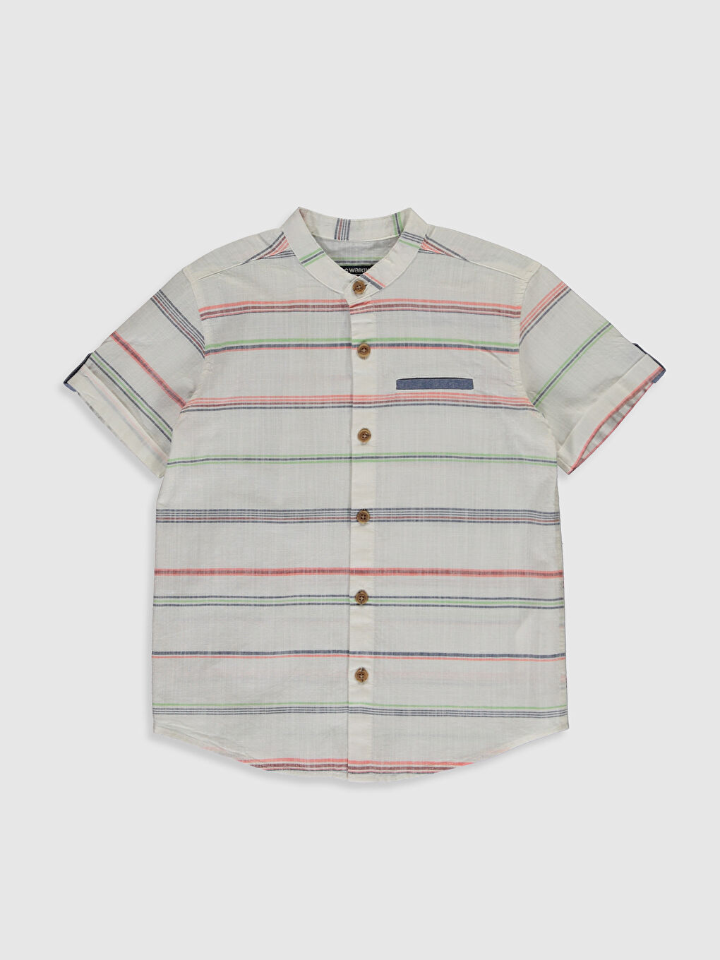 Bej Hakim Yaka Kısa Kollu Poplin Erkek Çocuk Gömlek