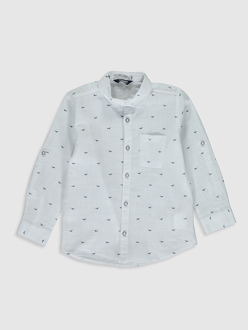 Beyaz Erkek Çocuk Desenli Gömlek