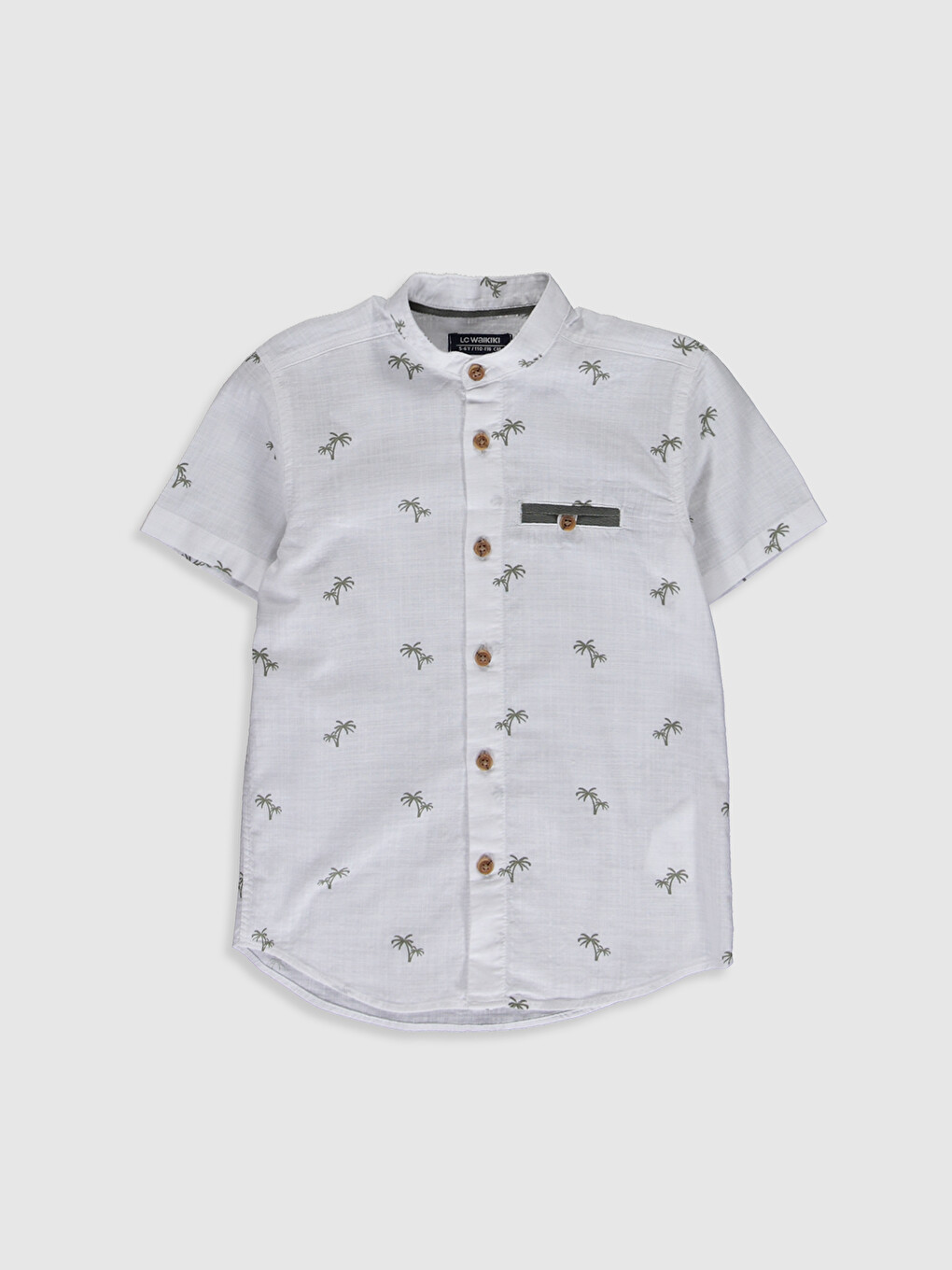 Grandad Collar Short Sleeve Poplin Boy Shirt