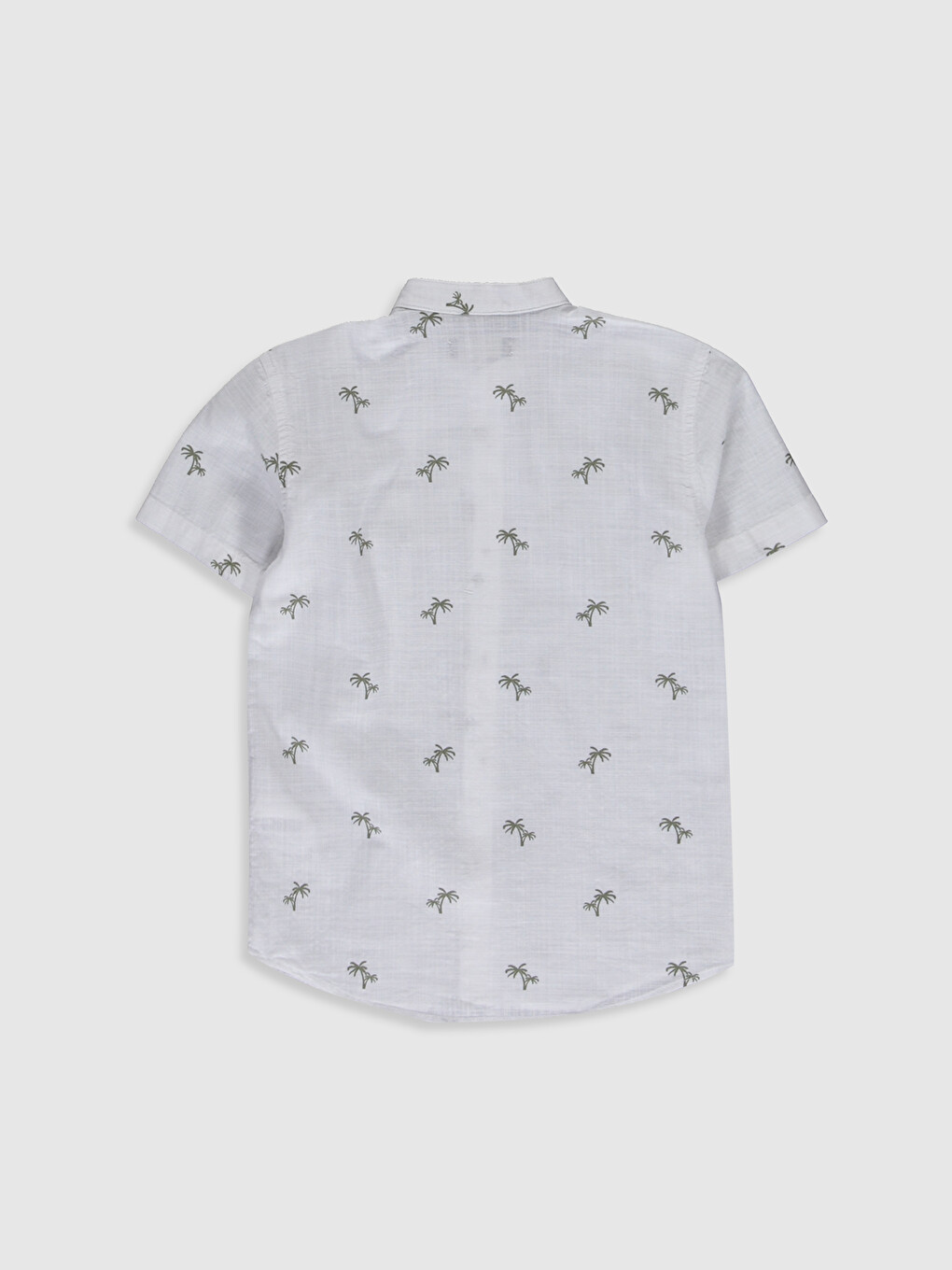 Grandad Collar Short Sleeve Poplin Boy Shirt-1