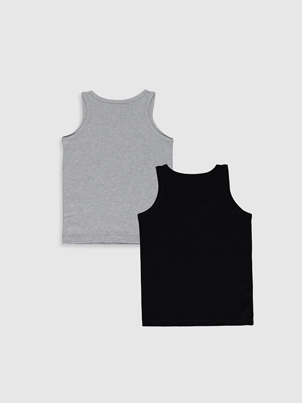 Siyah Bisiklet Yaka Basic Erkek Çocuk Atlet 2'li-1