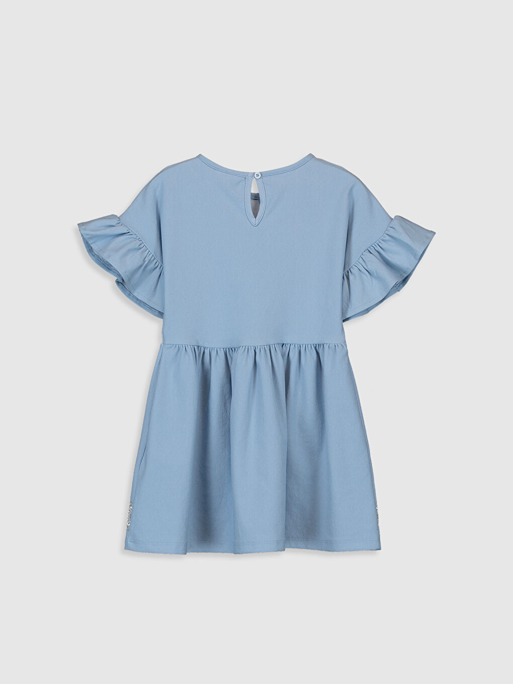 Платье с круглым вырезом и коротким рукавом для девочек-1