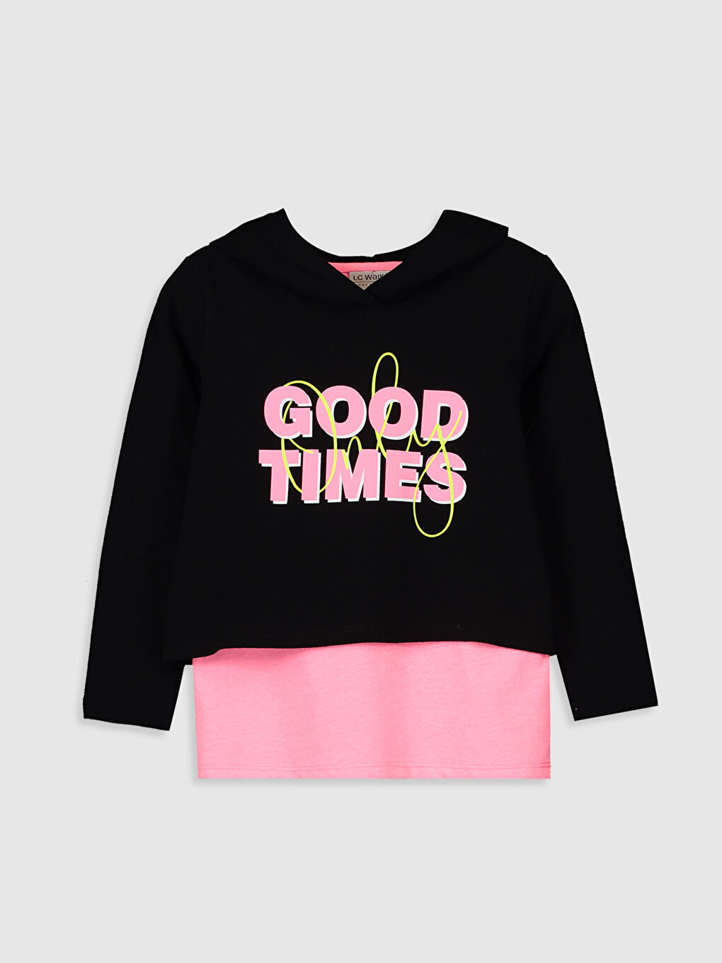 Футболка с капюшоном и длинным рукавом для девочек