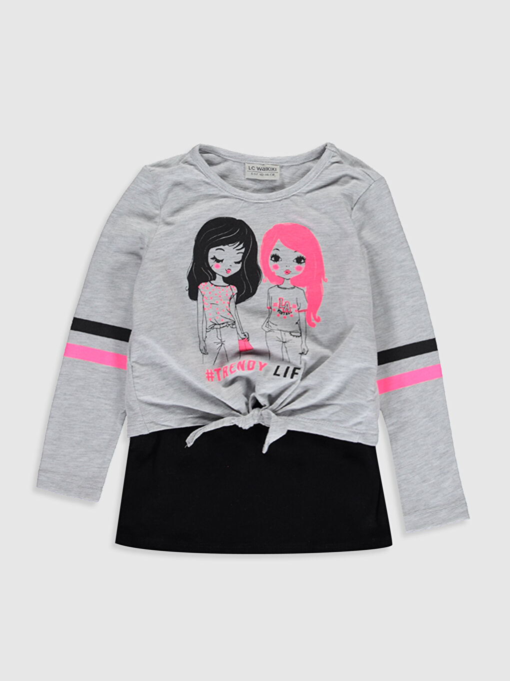 Футболка з круглим вирізом горловини та довгим рукавом для дівчаток