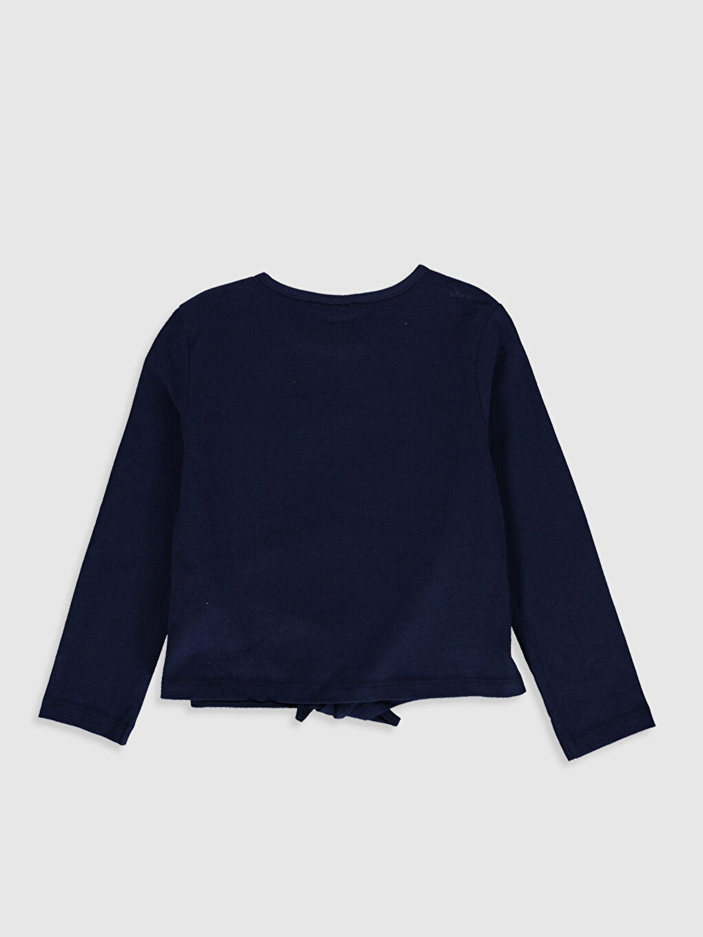 Lacivert Bisiklet Yaka Uzun Kollu Kız Çocuk Tişört-1