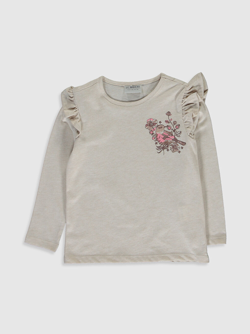 Футболка з круглим вирізом горловини та довгим рукавом для дівчаток