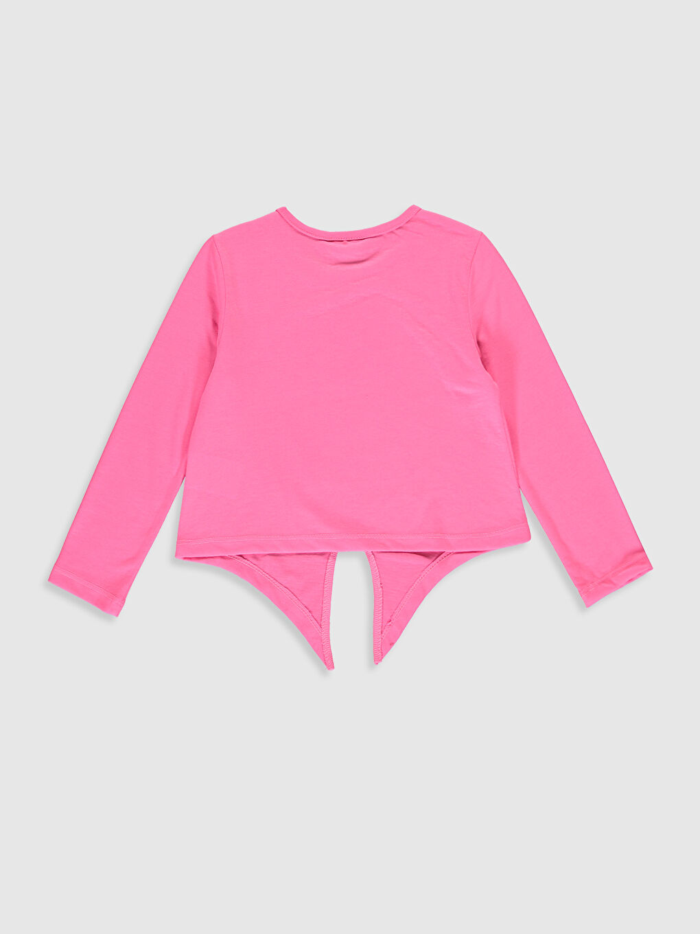 Pembe Bisiklet Yaka Uzun Kollu Kız Çocuk Tişört-1