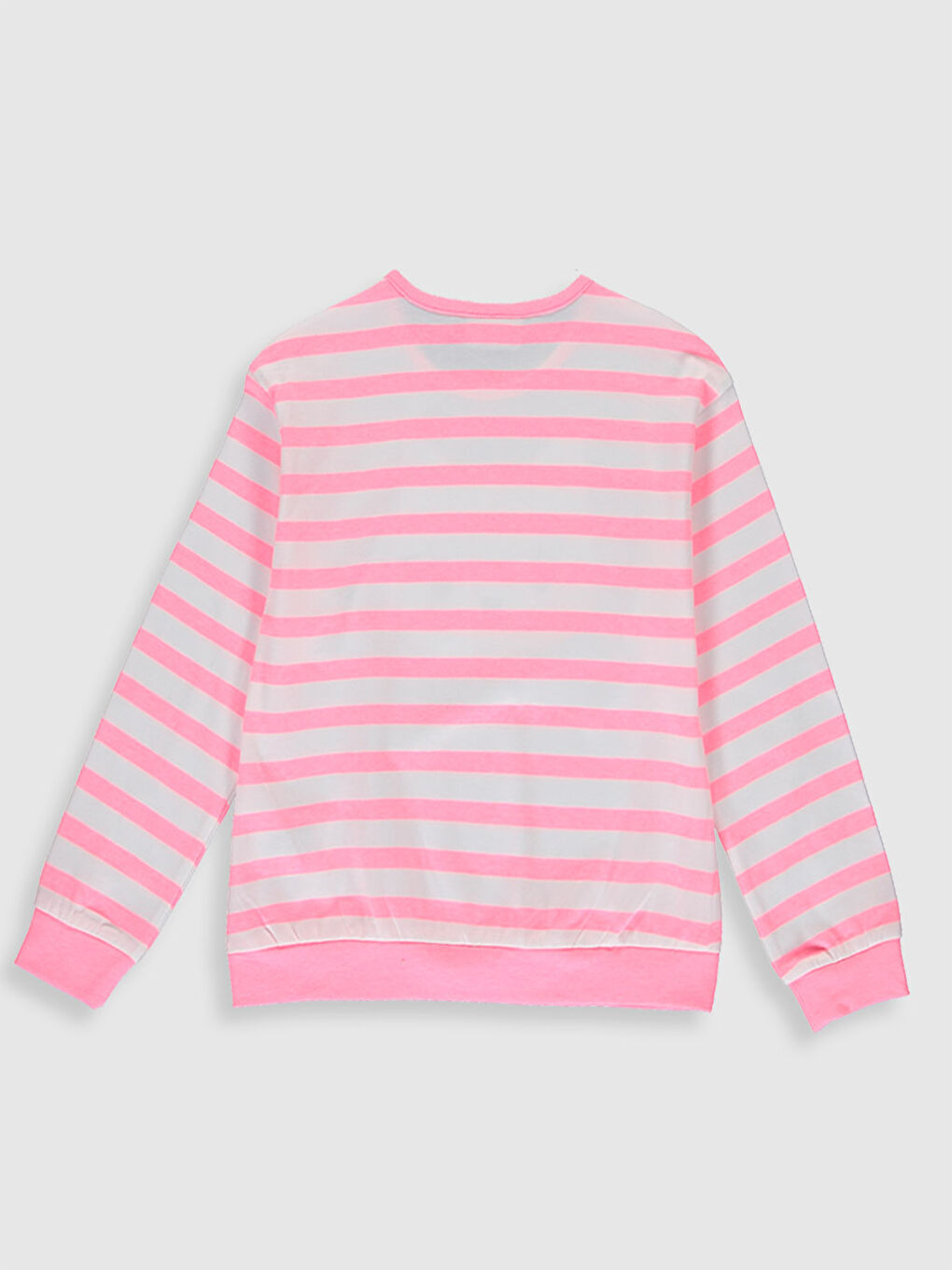Pembe Kız Çocuk Çizgili Tişört-2