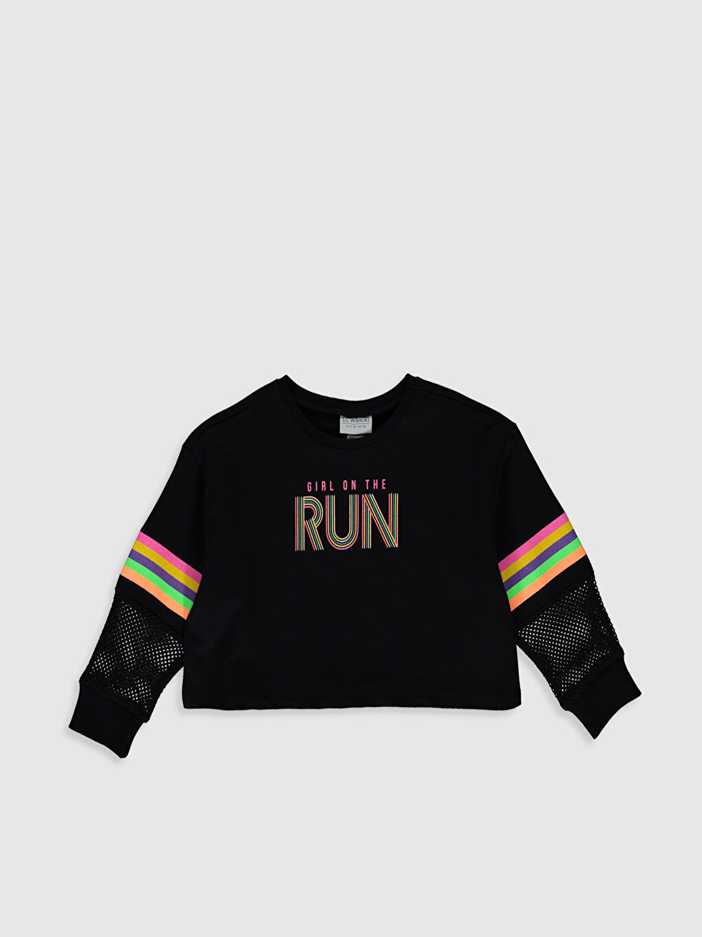 Siyah Bisiklet Yaka Uzun Kollu Kız Çocuk Sweatshirt