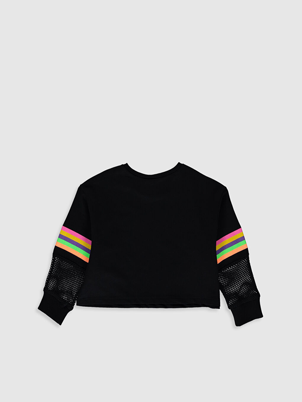 Siyah Bisiklet Yaka Uzun Kollu Kız Çocuk Sweatshirt-1