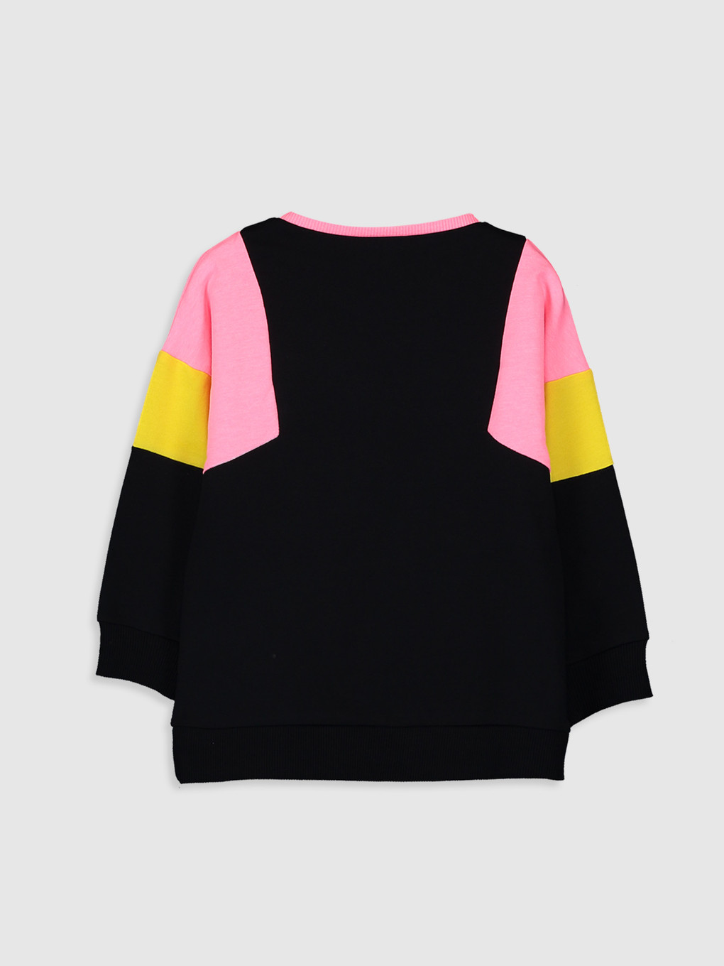 Siyah Bisiklet Yaka Uzun Kollu Kız Çocuk Sweatshirt-1
