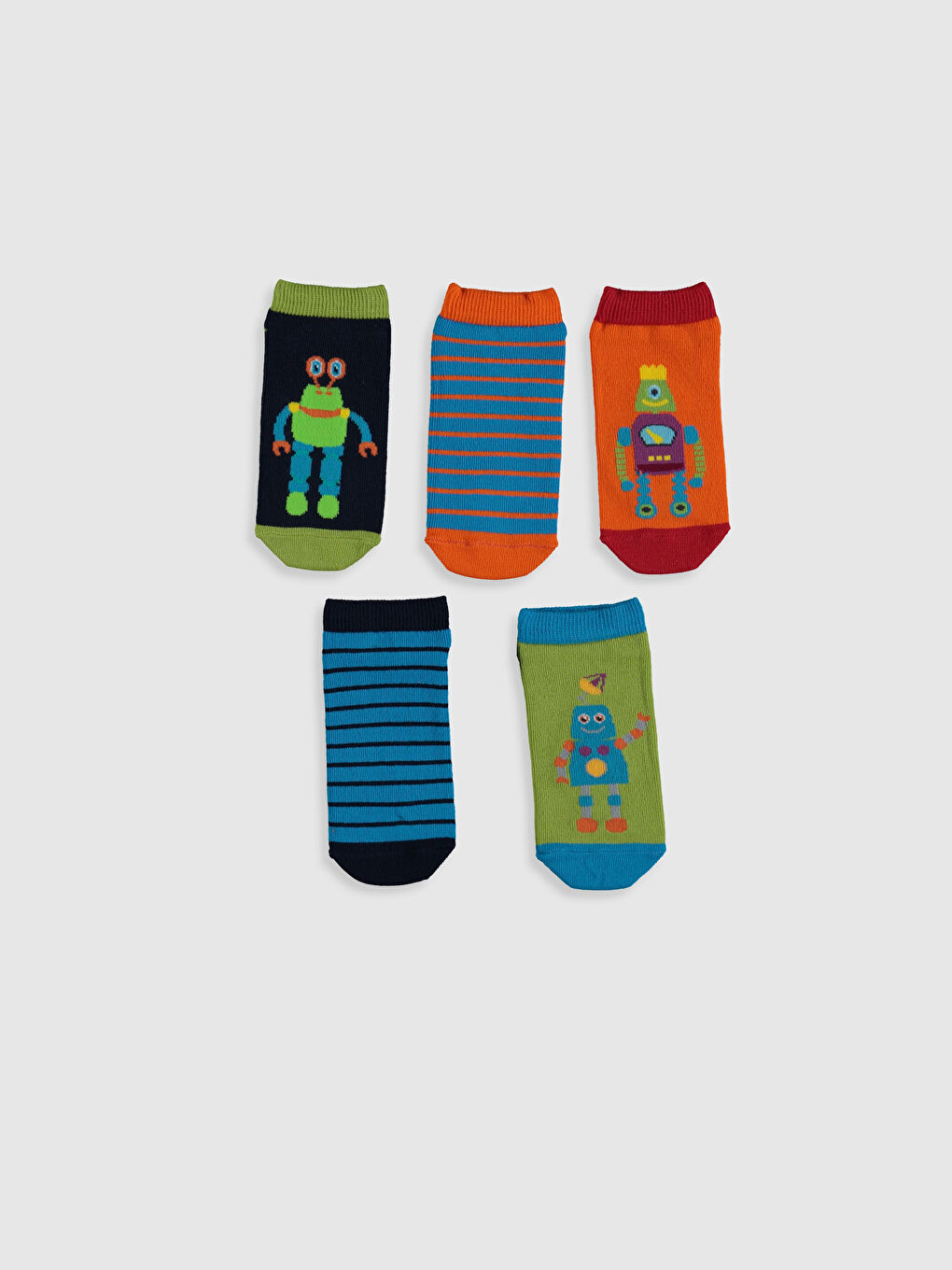 Karışık Desenli Erkek Çocuk Patik Çorap 5'li-1