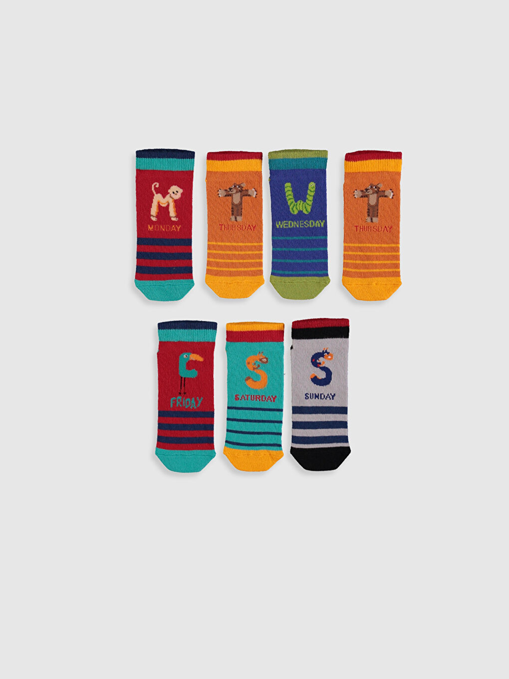 Karışık Desenli Erkek Çocuk Patik Çorap 7'li-1