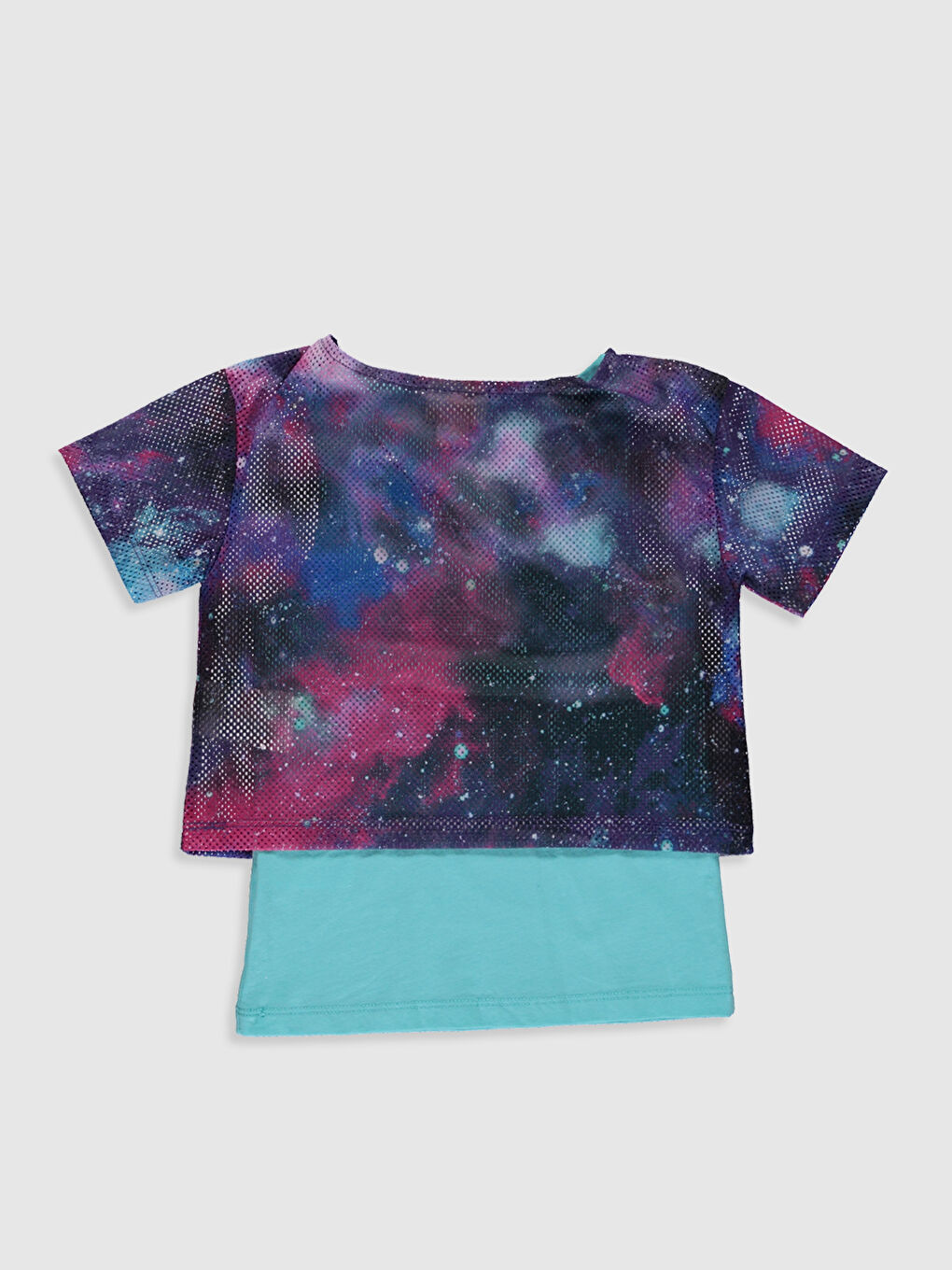 Karışık Bisiklet Yaka Kısa Kollu Kız Çocuk Tişört-1