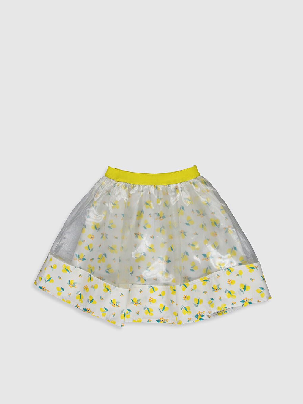 Elastic Waist Patterned Girl Tulle Detailed Skirt