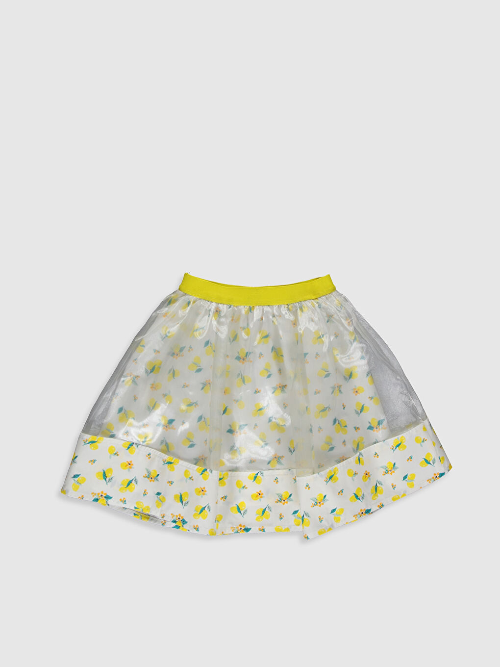 Elastic Waist Patterned Girl Tulle Detailed Skirt-1