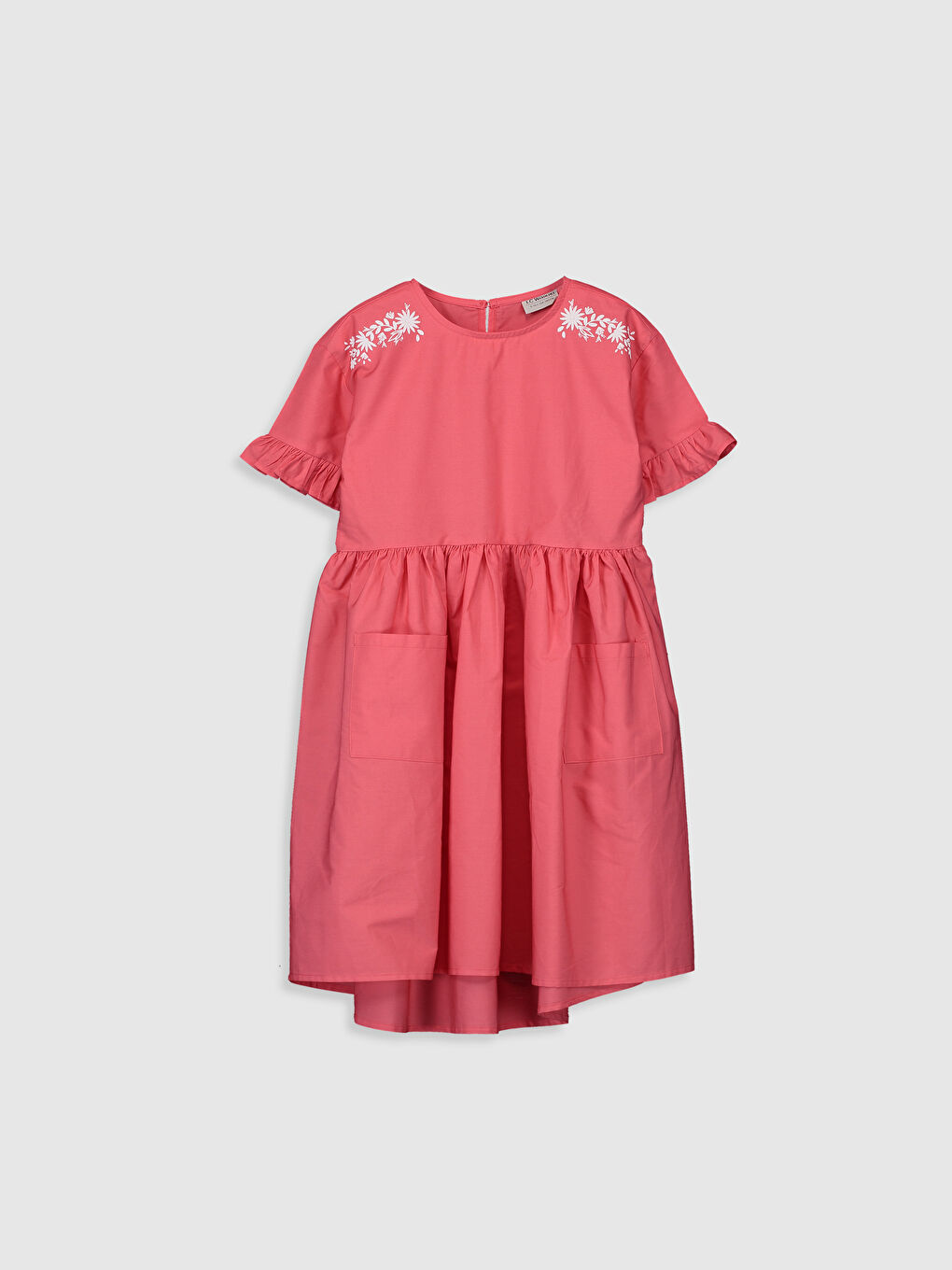 Crew Neck Short Sleeve Girls' Dress
