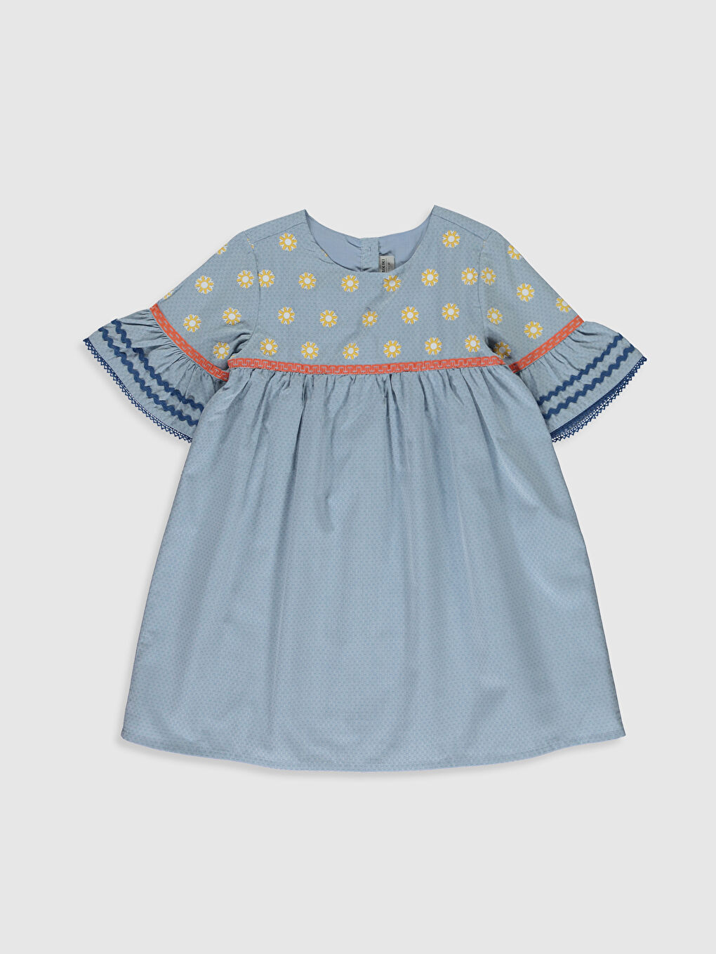 Mavi Bisiklet Yaka Kız Çocuk Elbise