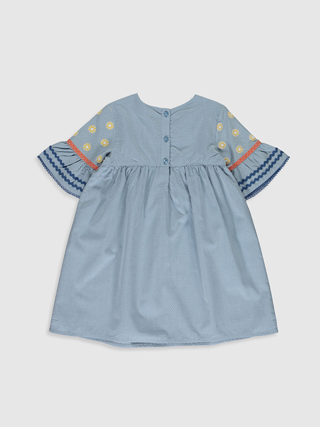 Mavi Bisiklet Yaka Kız Çocuk Elbise-1