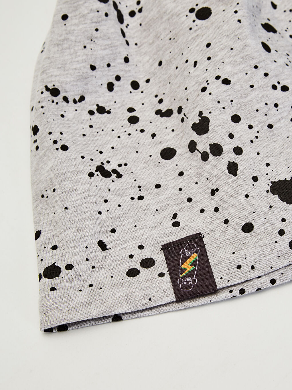 Gri Erkek Çocuk Desenli Pamuklu Jarse Bere-1