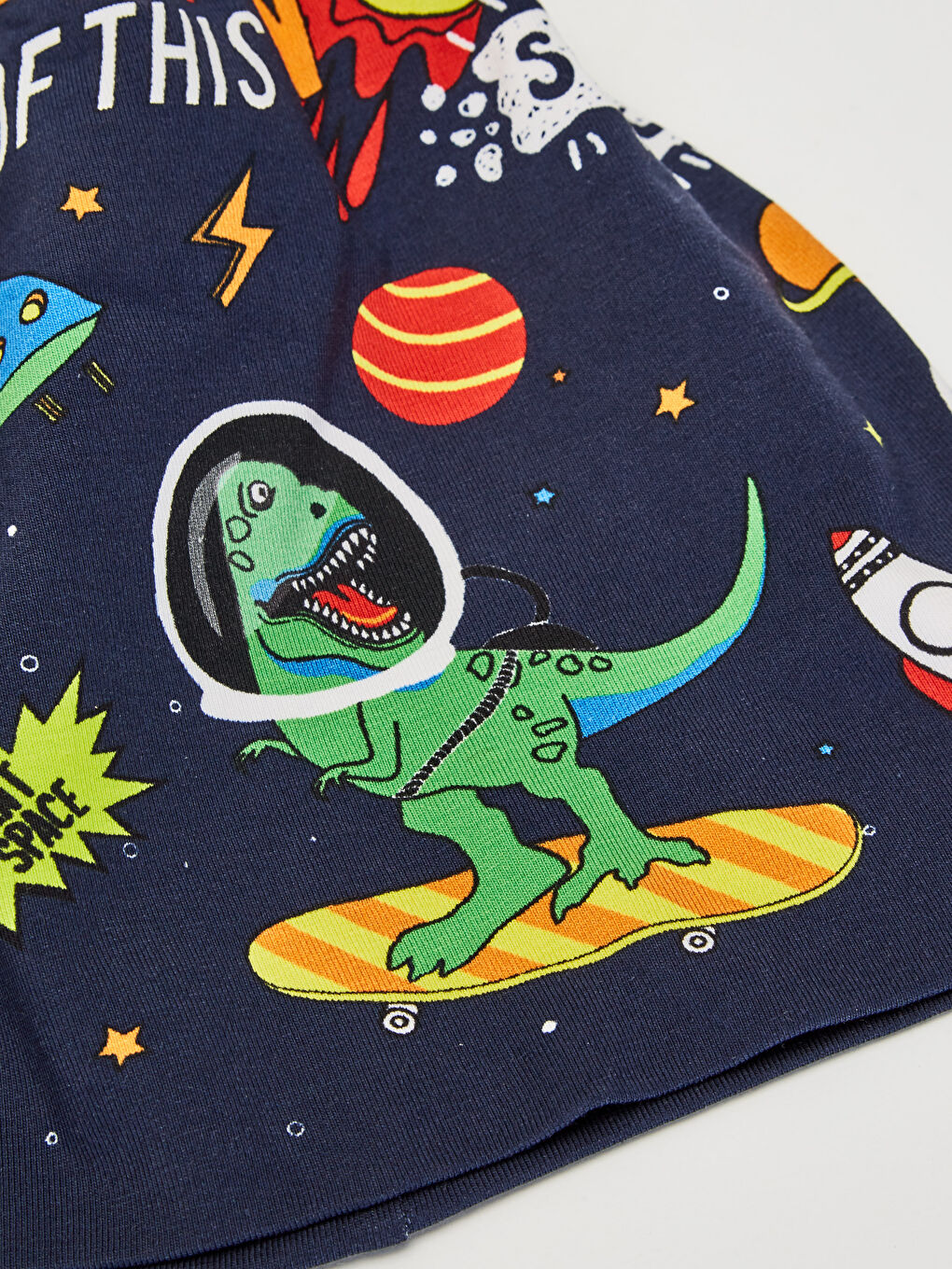 Boy's Dinosaur Printed Cotton Jersey Beanie-1