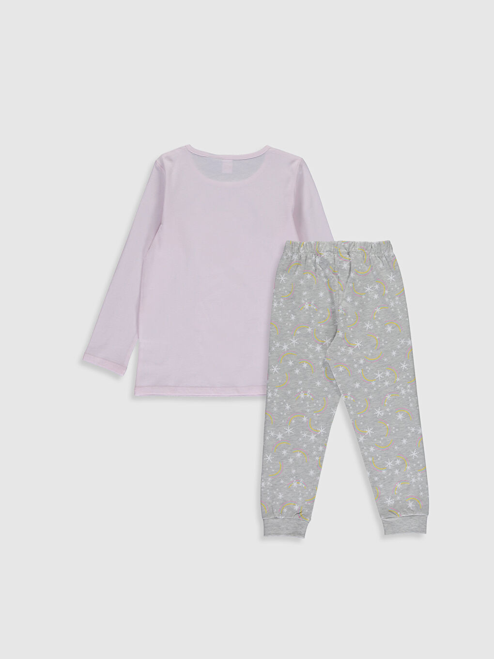 Pembe Bisiklet Yaka Uzun Kollu Kız Çocuk Pijama Takım-1