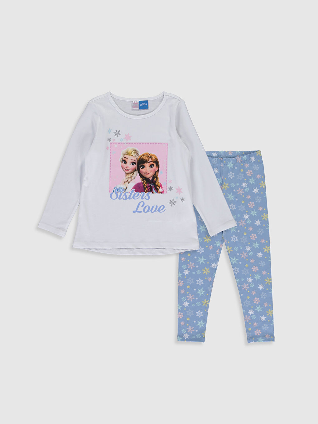 Beyaz Bisiklet Yaka Uzun Kollu Kız Çocuk Pijama Takım