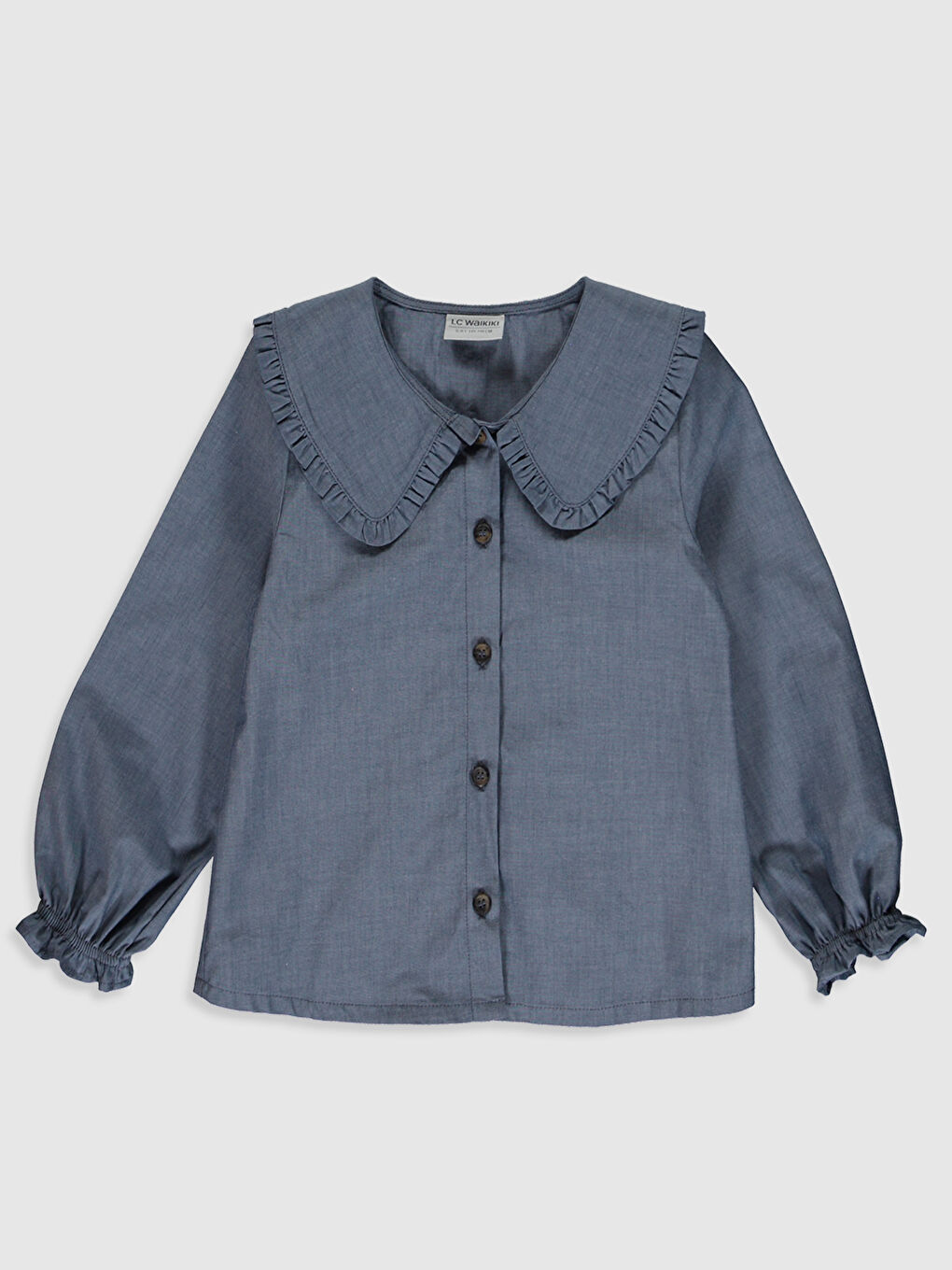 Mavi Bebe Yaka Basic Uzun Kollu Kız Çocuk Gömlek