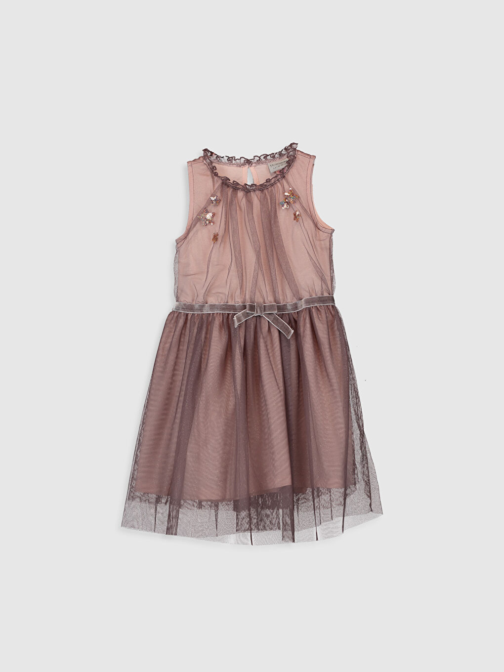 Mor Bisiklet Yaka Kız Çocuk Elbise