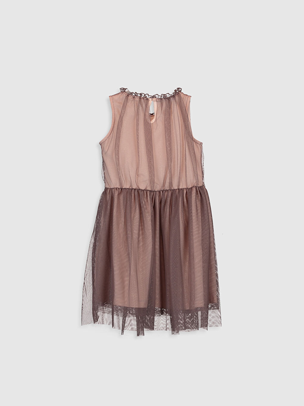 Mor Bisiklet Yaka Kız Çocuk Elbise-1