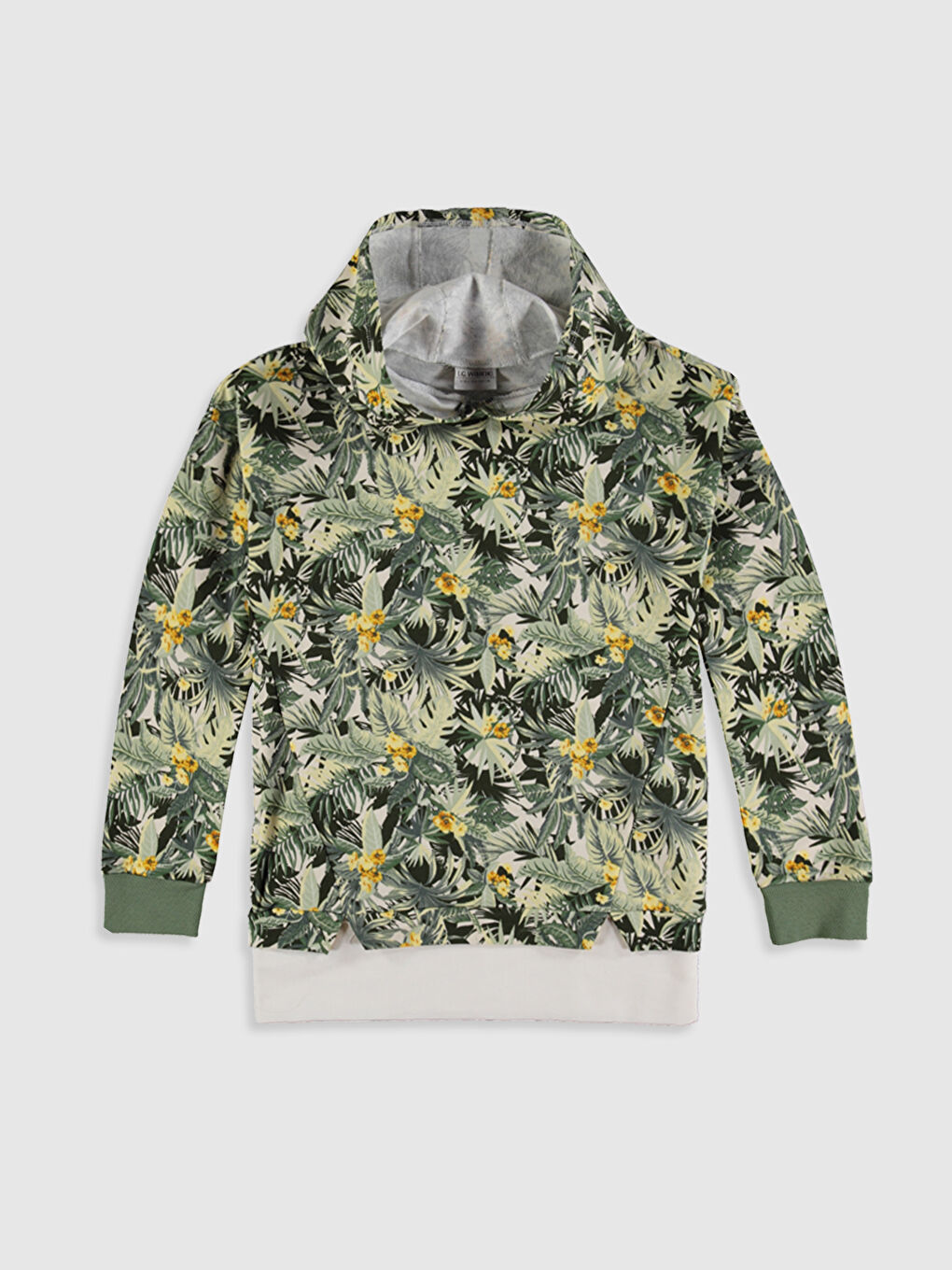 Haki Kapüşonlu Uzun Kollu Kız Çocuk Sweatshirt