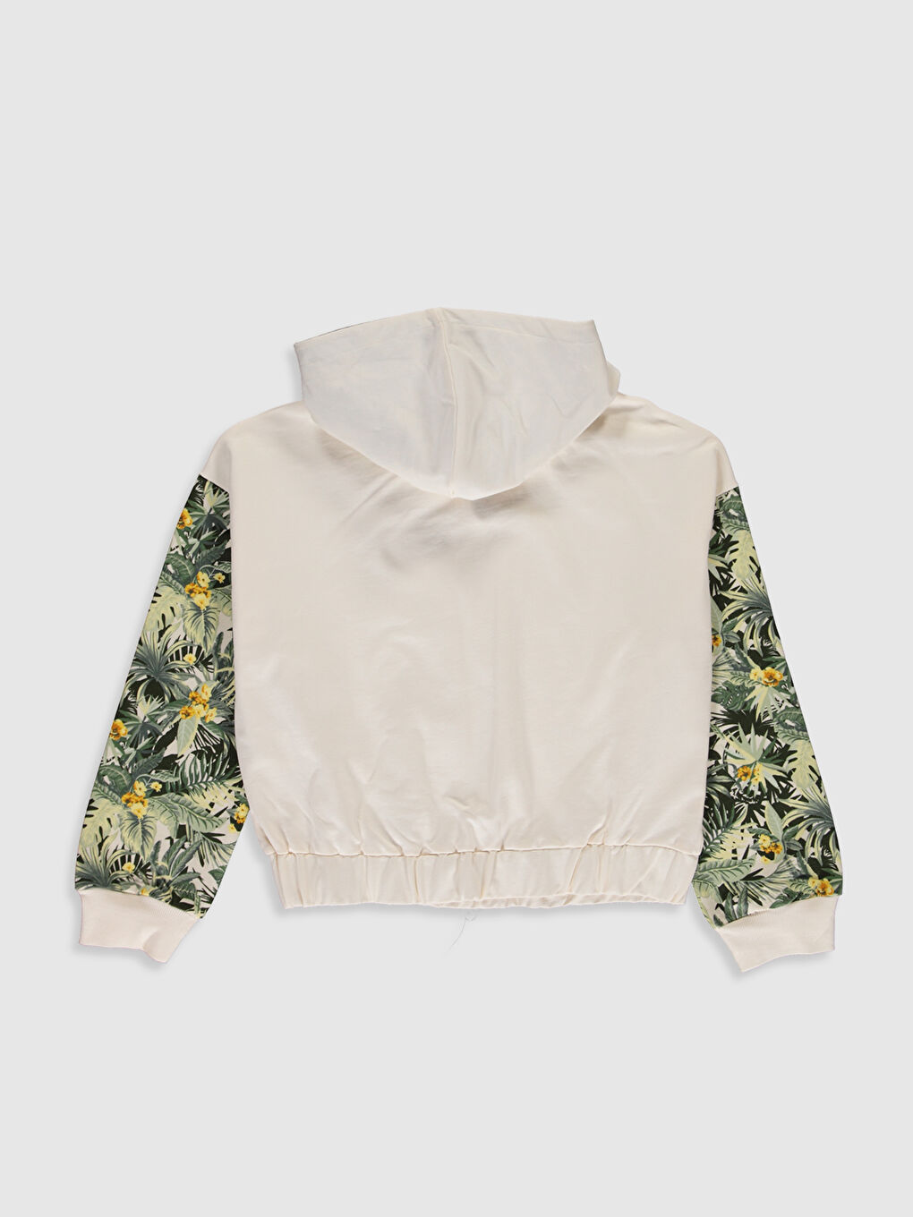 Ekru Kapüşonlu Uzun Kollu Kız Çocuk Sweatshirt-1