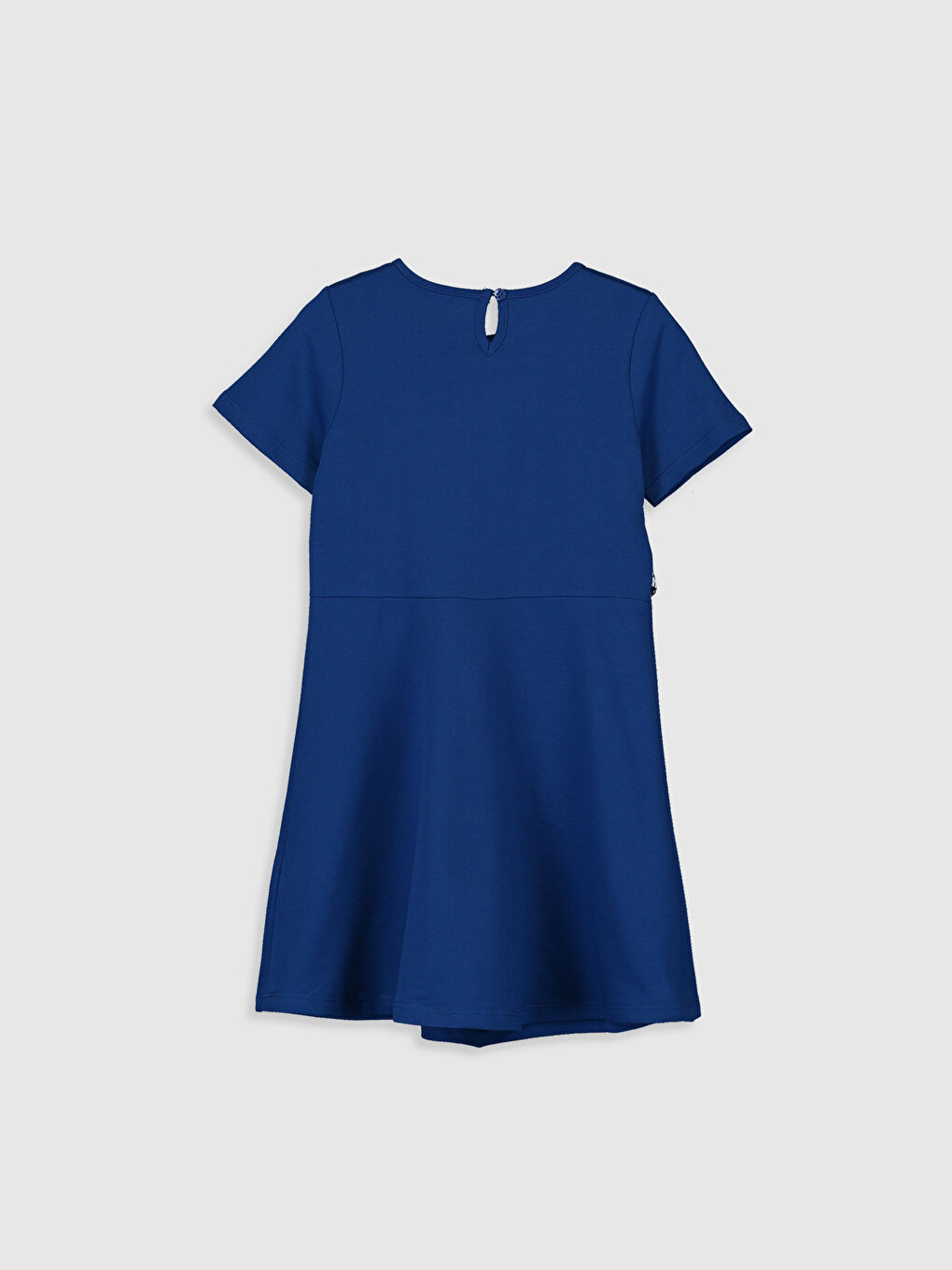 Қыздарға арналған дөңгелек жағалы қысқа жең көйлек-1