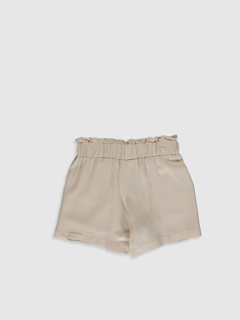 Bej Beli Lastikli Basic Kız Çocuk Şort-1