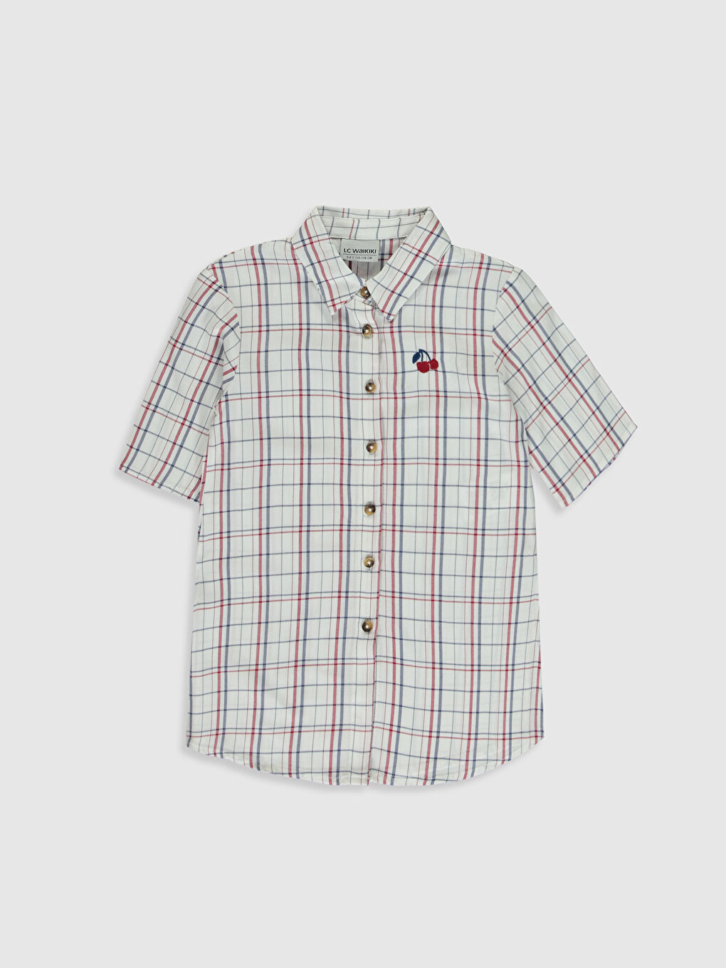 Checked Patterned Short Sleeve Girl's Shirt -0S6688Z4-LLX
