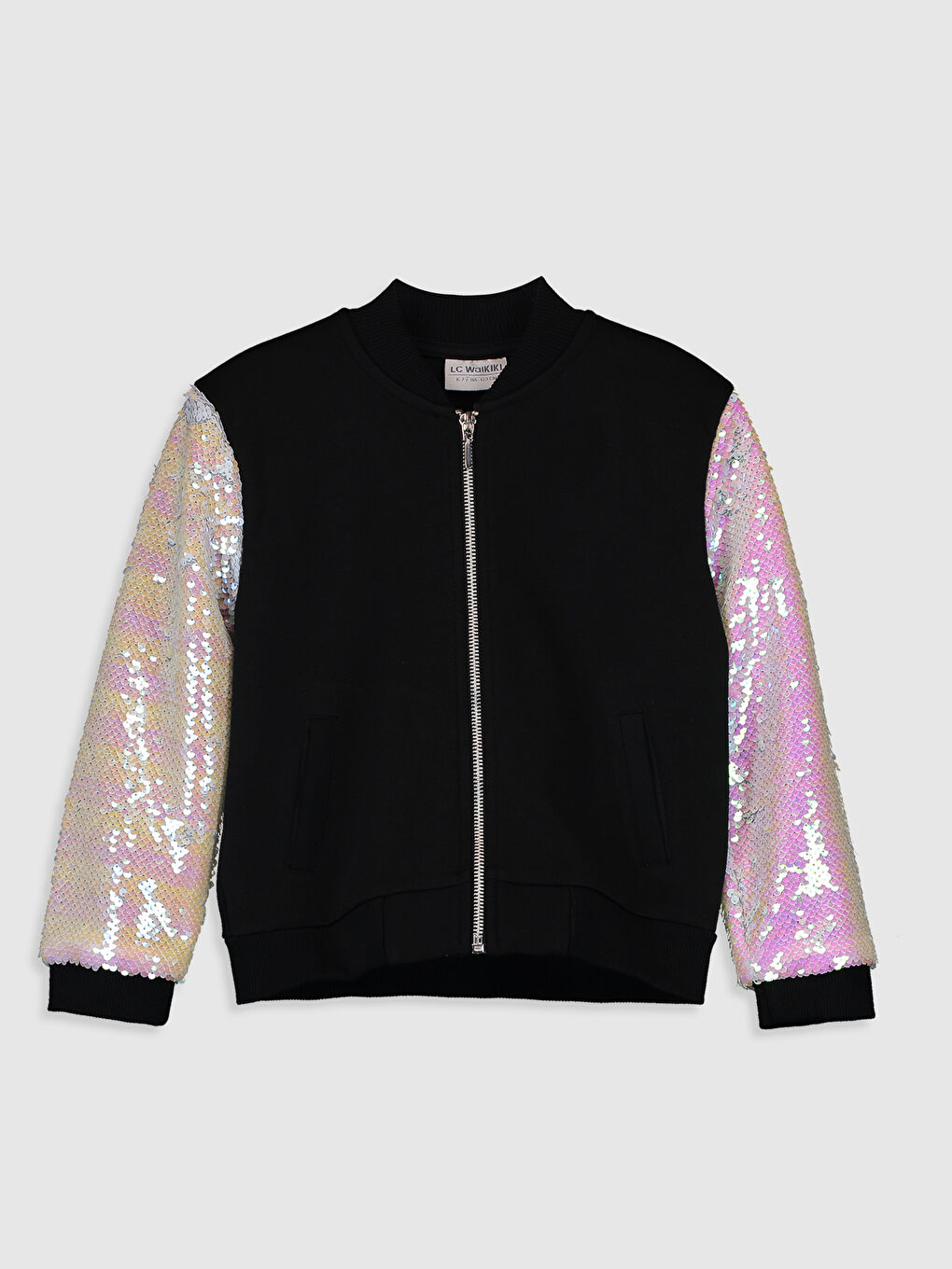 LCW Kids Girls' Sleeves Sequin Zipper Sweatshirt -0S6967Z4-CVL