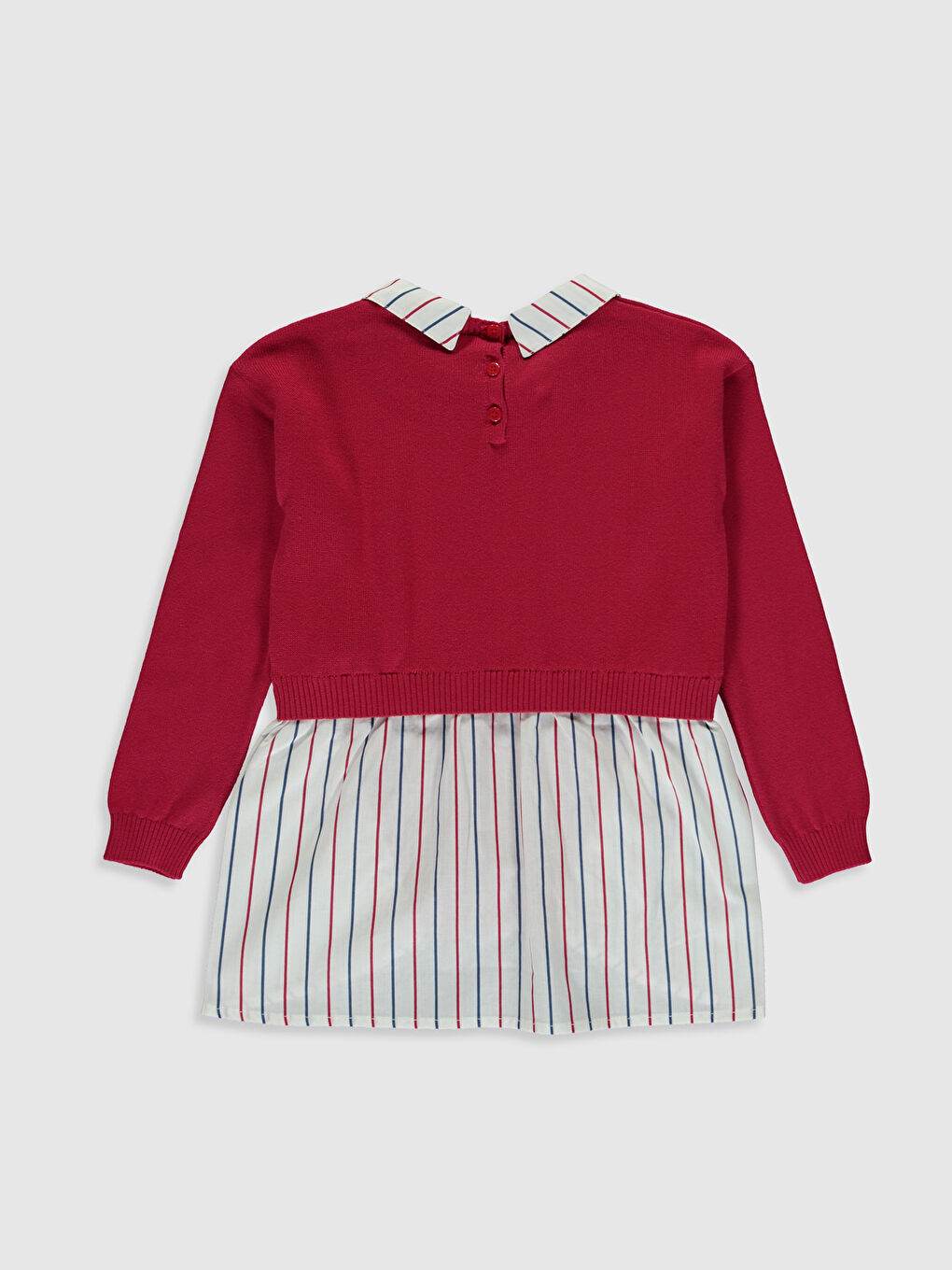 Kırmızı Bebe Yaka Uzun Kollu Kız Çocuk Kazak-1