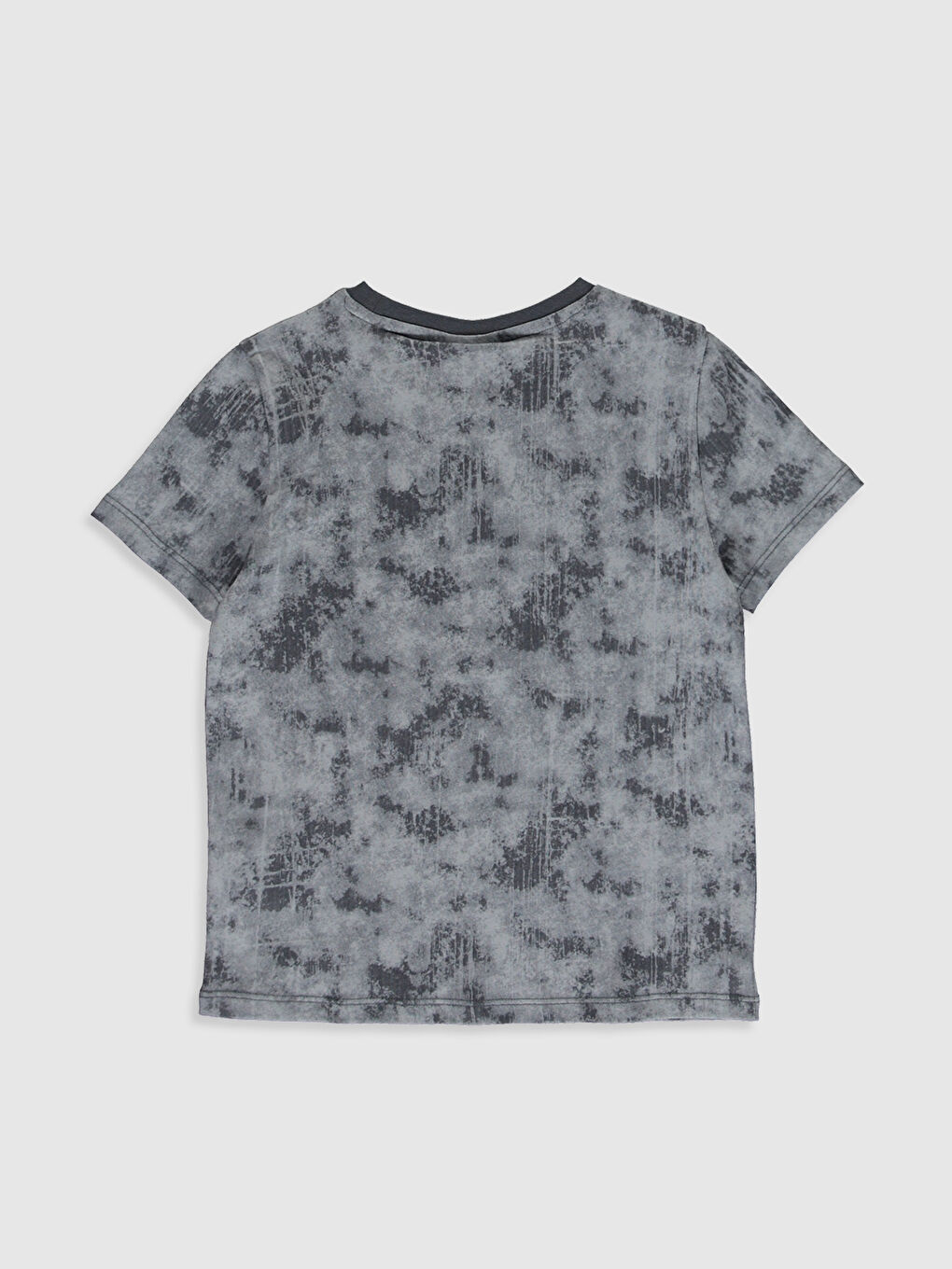 Gri Bisiklet Yaka Kısa Kollu Erkek Çocuk Tişört-1