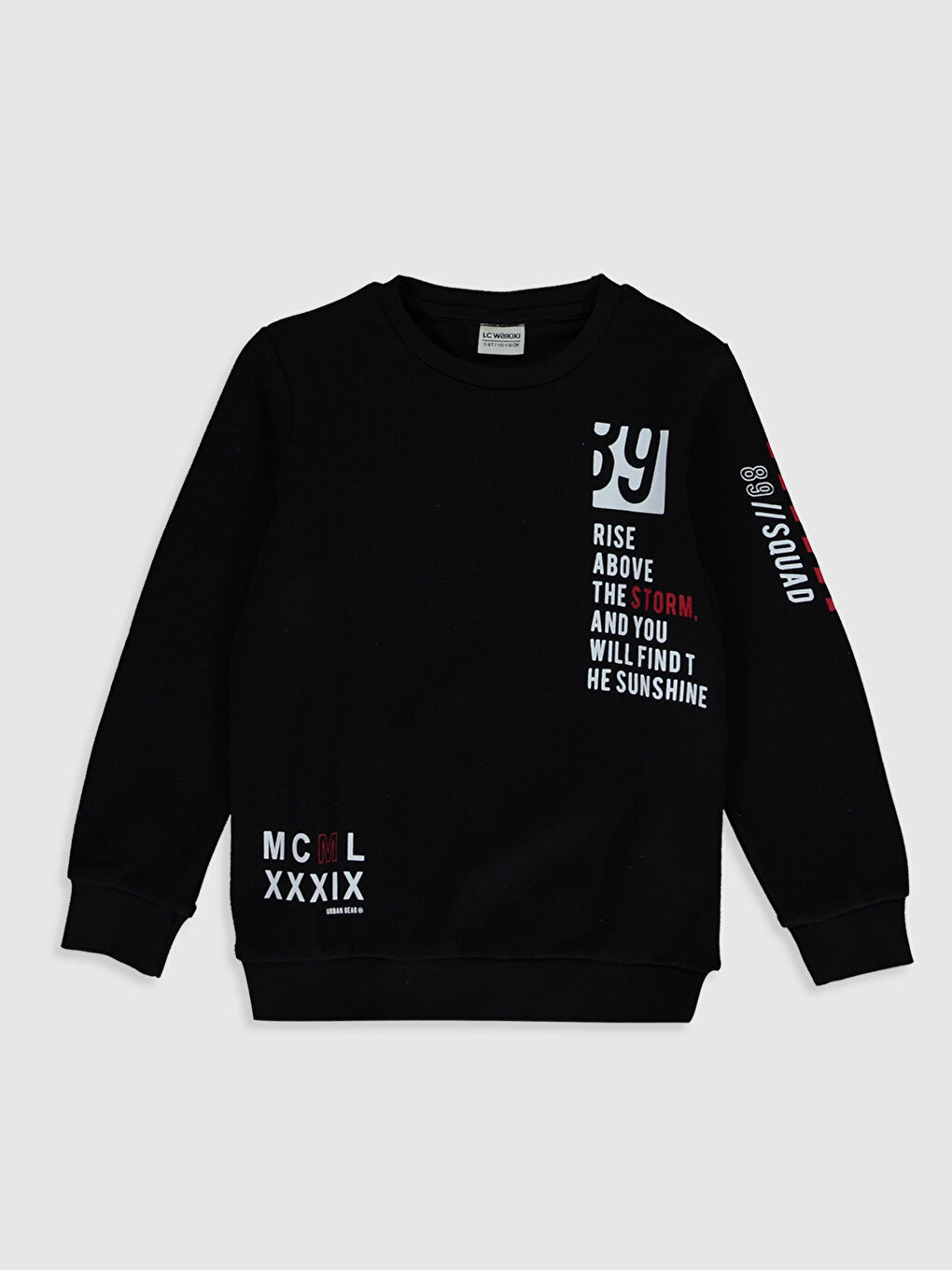 Siyah Bisiklet Yaka Uzun Kollu Erkek Çocuk Tişört