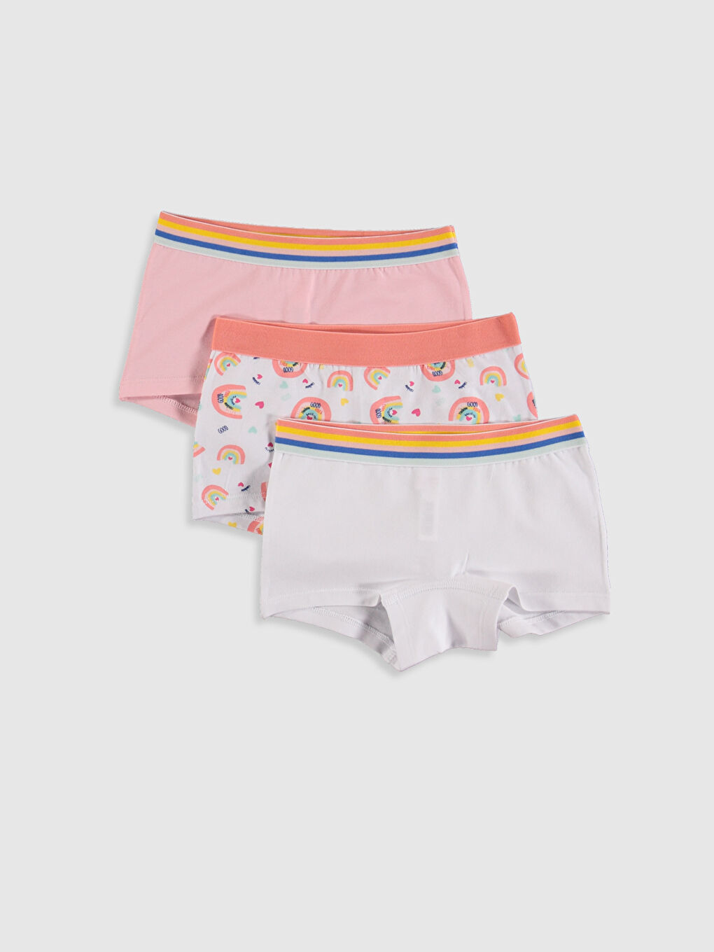 Pembe Baskılı Pamuklu Kız Çocuk Boxer 3'lü